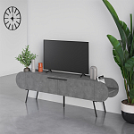 ТВ-тумба серая с 2-мя откидными дверцами и 2-мя открытыми полками CAPSULE TV STAND RETRO GREY варинант исполнения - 3 | Loft Concept в Твери