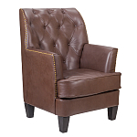 Кресло из натуральной кожи c мягкими подлокотниками на 4-х деревянных ножках из массива бука Joseph Armchair brown варинант исполнения - 1 | Loft Concept в Твери