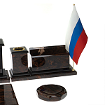 Настольный письменный набор с часами из природного камня обсидиана  Gift for Manager варинант исполнения - 5 | Loft Concept в Твери