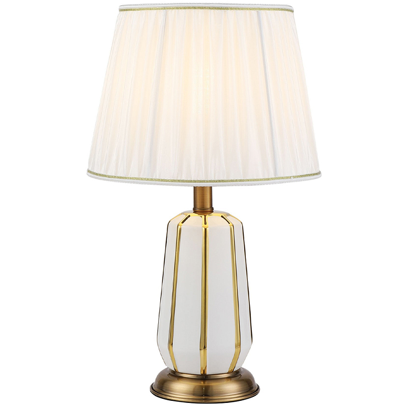 Настольная лампа с абажуром Celestina White Lampshade Table Lamp Белый Золотой Настольная лампа с абажуром Celestina White Lampshade Table Lamp Белый Золотой в Твери | Loft Concept