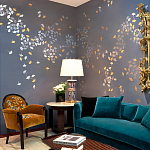 Обои ручная роспись Gingko Colourway SC-98 on Gun Metal dyed silk варинант исполнения - 1 | Loft Concept в Твери