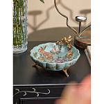 Блюдо из голубого фарфора с бронзовой птичкой Blue Garden варинант исполнения - 4 | Loft Concept в Твери