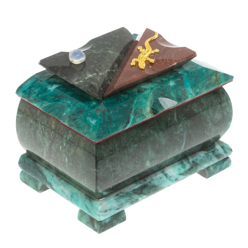 Шкатулка прямоугольная с зеркалом из натурального камня змеевик Stone Casket Змеевик Золотой Шкатулка прямоугольная с зеркалом из натурального камня змеевик Stone Casket Змеевик Золотой в Твери | Loft Concept