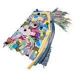 Ковер разноцветный из джинсовой одежды и армейских палаток Upcycling варинант исполнения - 1 | Loft Concept в Твери