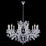 Люстра подвесная с 12-ю лампочками и прозрачными хрустальными подвесками на хромированном основании Crystal lamps варинант исполнения - 2 | Loft Concept в Твери