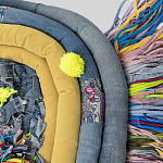 Ковер разноцветный из джинсовой одежды и армейских палаток Upcycling варинант исполнения - 4 | Loft Concept в Твери