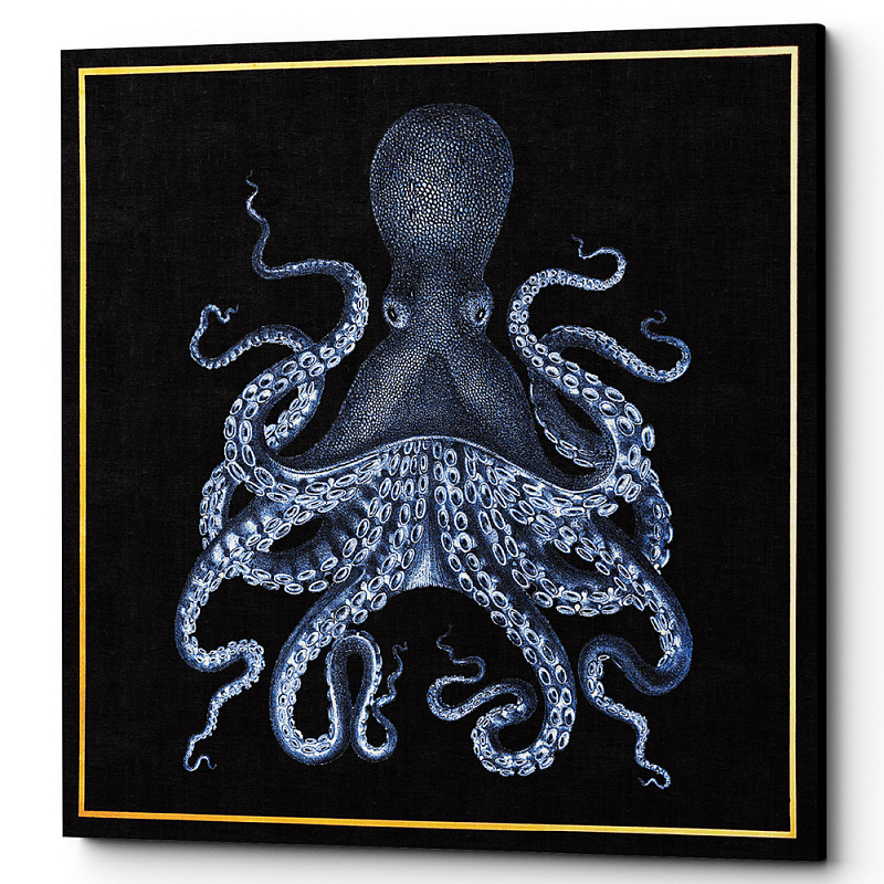 Постер Blue Octopus Poster 2 Черный Морская синь Постер Blue Octopus Poster 2 Черный Морская синь в Твери | Loft Concept