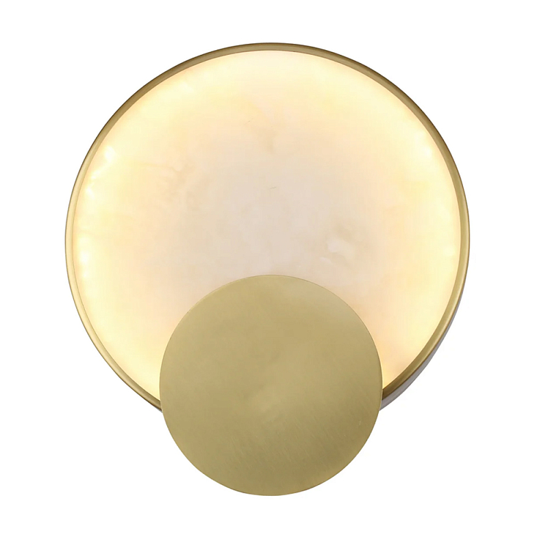 Бра в форме диска из бежевого алебастра Cryptocrystalline Stone Латунь Бежевый в Твери | Loft Concept 