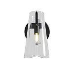 Бра конусообразной формы из прозрачного акрила и черной стали Glass Cylinder Black варинант исполнения - 2 | Loft Concept в Твери