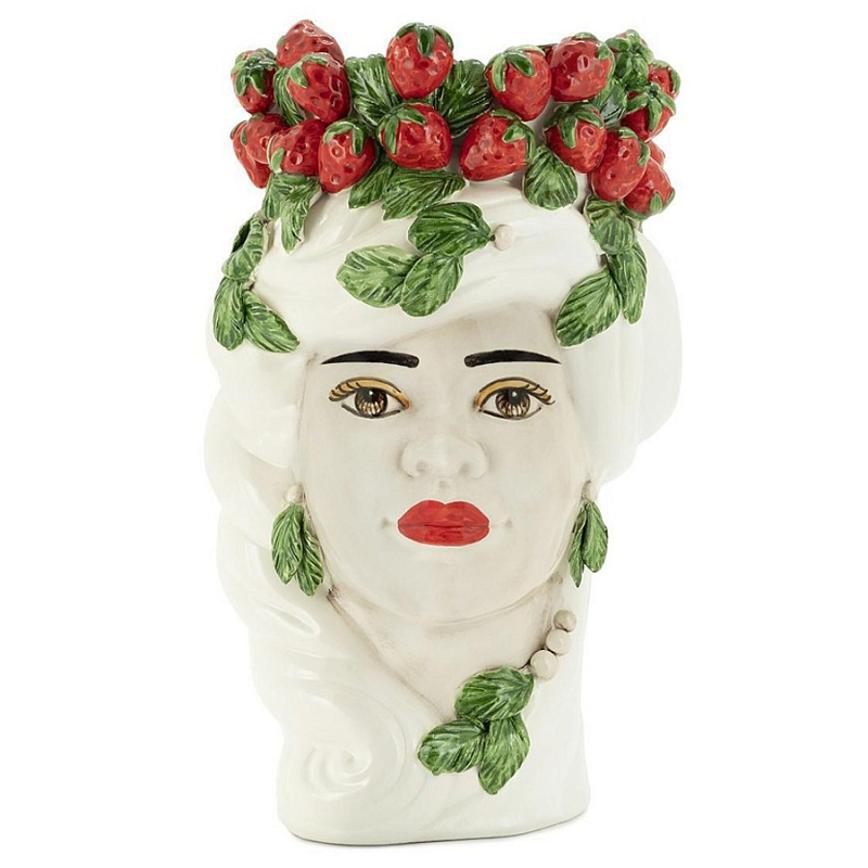 Ваза Vase Strawberries Head Lady White Белый Красный Зеленый в Твери | Loft Concept 