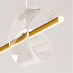 Люстра линейная золотистого цвета с двумя прозрачными волнистыми элементами Wave Line варинант исполнения - 11 | Loft Concept в Твери