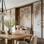 Обои с вышивкой ручной работы Deco Wisteria ﻿Midas colourway on Liso Pearl wool sateen варинант исполнения - 2 | Loft Concept в Твери