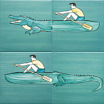 Плитка с узором Крокодил байдарочник варинант исполнения - 2 | Loft Concept в Твери