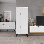 Комод белый с 4-мя дверцами на металлических ножках SPARK MULTIPURPOSE CABINET WHITE варинант исполнения - 11 | Loft Concept в Твери