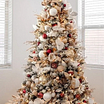 Заснеженная Новогодняя Ель с золотыми листьями и цветами в комплекте варинант исполнения - 1 | Loft Concept в Твери