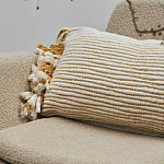 Чехол на подушку горчичного цвета с бахромой и объемным узором Ethnic mix варинант исполнения - 5 | Loft Concept в Твери