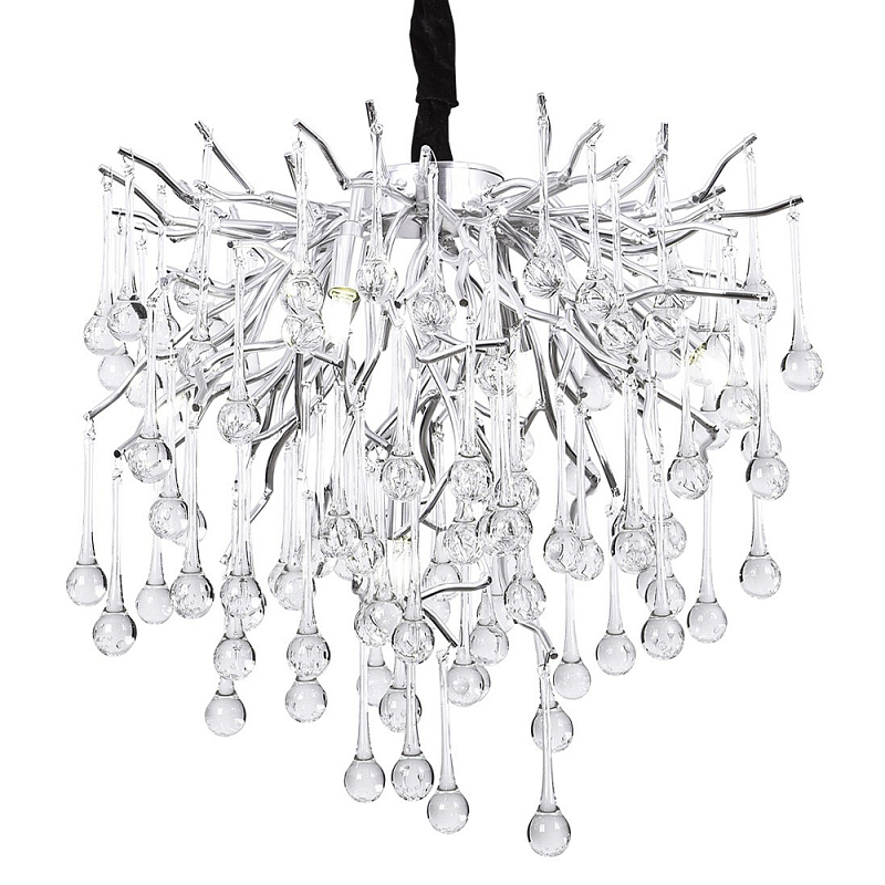 Люстра с хрустальными подвесками капли серебро Droplet Silver Chandelier 5 Серебряный Прозрачное Стекло Люстра с хрустальными подвесками капли серебро Droplet Silver Chandelier 5 Серебряный Прозрачное Стекло в Твери | Loft Concept