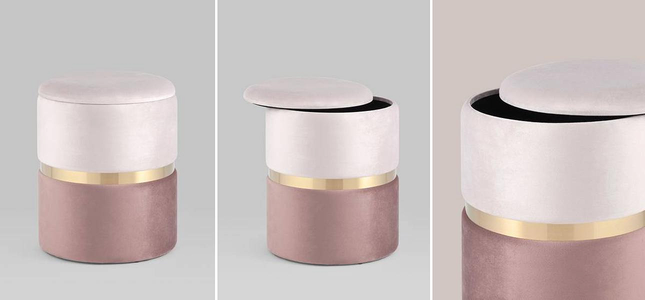 Пуф с ящиком Duo светлый розовый Glossy Velor - Loft-Concept в Твери