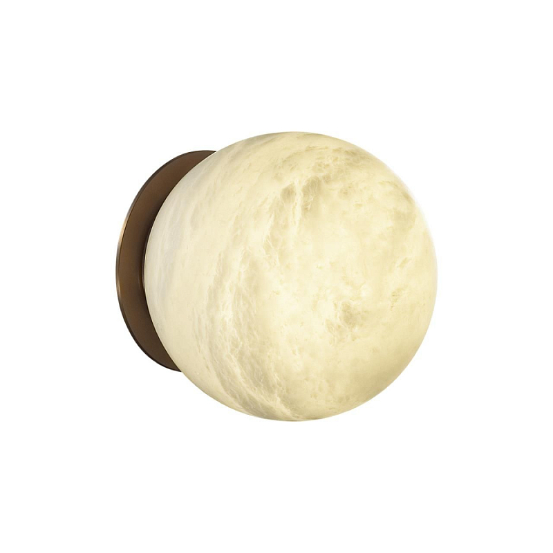 Настенно-потолочный светильник с плафоном в форме шара из алебастра Cryptocrystalline Stone Латунь Белый в Твери | Loft Concept 
