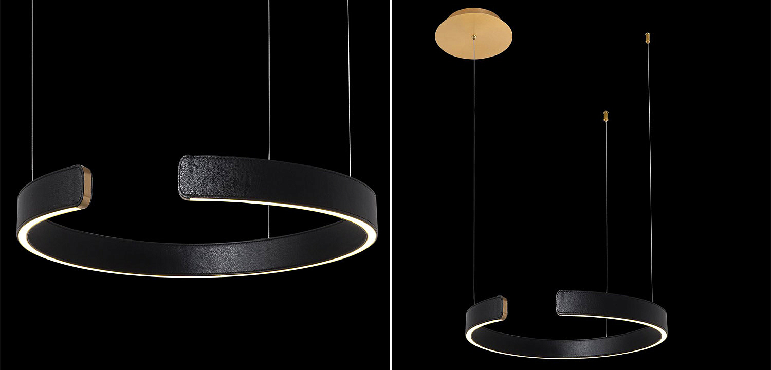 Подвесной светильник Half Ring black leather 40 Подвесной светильник Half Ring black leather 40 - Loft-Concept в Твери