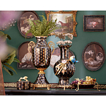 Ваза черного цвета из фарфора с золотистым узором и бронзовыми элементами Eden Garden porcelain and bronze варинант исполнения - 8 | Loft Concept в Твери