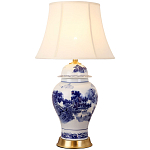 Настольная лампа с абажуром Blue Chinoiserie Table Lampshade варинант исполнения - 1 | Loft Concept в Твери