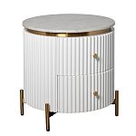 Тумбочка белая круглая с мраморной столешницей Thoroughbass варинант исполнения - 4 | Loft Concept в Твери