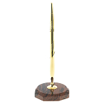 Ручка шариковая металлическая на восьмиугольной подставке из натурального камня Обсидиан Metal Stone Pens варинант исполнения - 1 | Loft Concept в Твери