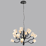 Люстра подвесная черного цвета с ветвями и белыми фарфоровыми цветами Floralis варинант исполнения - 5 | Loft Concept в Твери