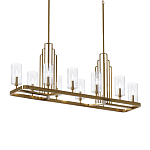 Люстра прямоугольная цвета латунь с прозрачными рифлеными цилиндрическими плафонами Kichler варинант исполнения - 1 | Loft Concept в Твери
