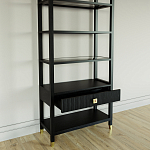 Стеллаж Elsa Dreams Black со стеклянными полками и ящиком варинант исполнения - 3 | Loft Concept в Твери