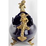 Чаша темно-синяя фарфоровая с бронзовыми ручками в виде ангелов Eden Garden варинант исполнения - 2 | Loft Concept в Твери