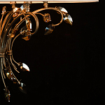 Люстра подвесная круглая с тканевым полупрозрачным абажуром и подвесками 6 ламп Gilded Elegance варинант исполнения - 7 | Loft Concept в Твери