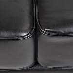 Диван кожаный двухместный на 4-х деревянных ножках из массива березы Logan Leather Seating black варинант исполнения - 4 | Loft Concept в Твери