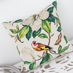 Декоративная подушка бежевая с изображением птица в саду Blooming Birds варинант исполнения - 3 | Loft Concept в Твери