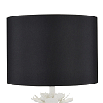 Настольная лампа с декором в виде белого цветка магнолии на каркасе и черным абажуром White Magnolia варинант исполнения - 2 | Loft Concept в Твери