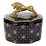 Шкатулка черного цвета с крышкой с фигуркой льва Eden Garden варинант исполнения - 1 | Loft Concept в Твери
