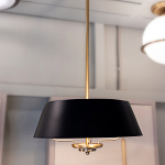 Подвесной светильник с конусовидным металлическим абажуром черного цвета Kichler варинант исполнения - 11 | Loft Concept в Твери