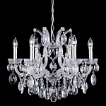 Люстра подвесная с 6-ю лампочками и прозрачными хрустальными подвесками на хромированном основании Crystal lamps варинант исполнения - 1 | Loft Concept в Твери