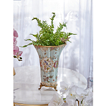 Ваза голубого цвета из фарфора с цветочным рисунком и бронзовой стрекозой Blue Garden варинант исполнения - 5 | Loft Concept в Твери