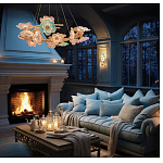 Люстра круглая на золотом каркасе с цветочным декором Miscellaneous herbs варинант исполнения - 6 | Loft Concept в Твери