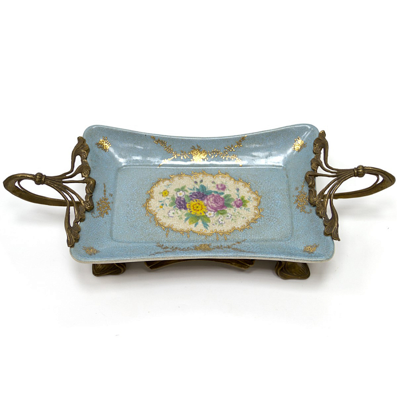Поднос Pale Blue Tray Голубой пастельный Бронза Поднос Pale Blue Tray Голубой пастельный Бронза в Твери | Loft Concept
