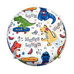 Пуф детский круглый с принтом на 4-х белых ножках Dinosaurs CHILDHOOD варинант исполнения - 2 | Loft Concept в Твери