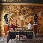 Обои ручная роспись в стиле Арт-деко Deco Dawn Bas Relief on Deep Rich Gold gilded paper варинант исполнения - 1 | Loft Concept в Твери