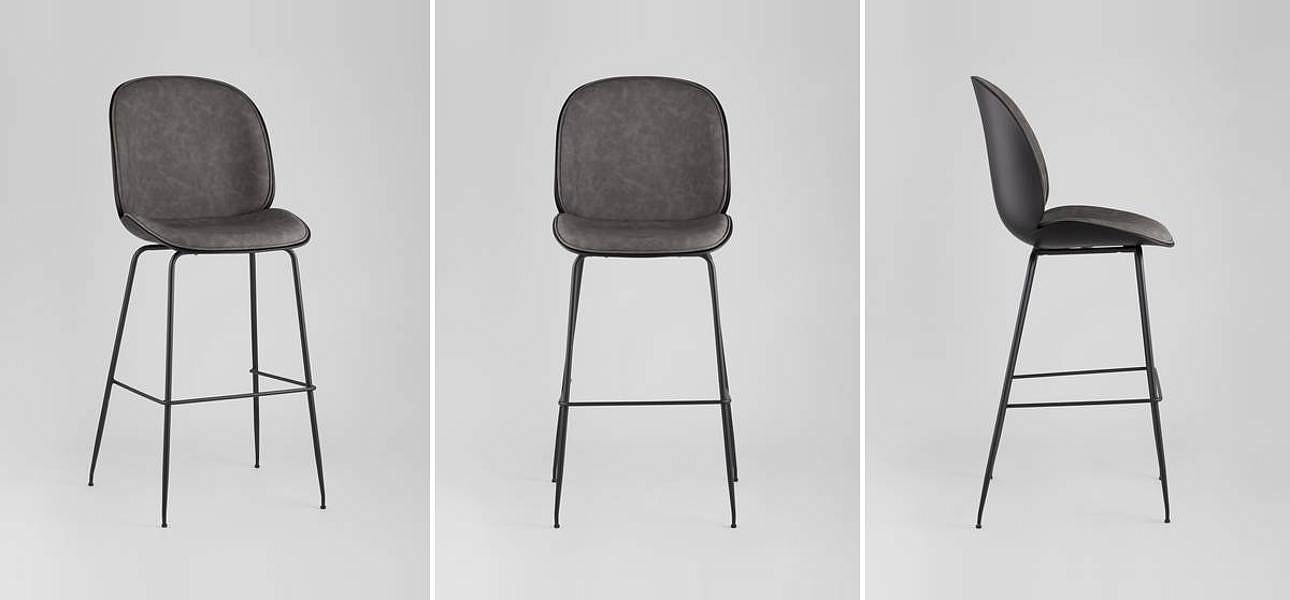 Стул Барный Винтажная Серая Экокожа Vendramin Bar Chair Стул Барный Винтажная Серая Экокожа Vendramin Bar Chair - Loft-Concept в Твери