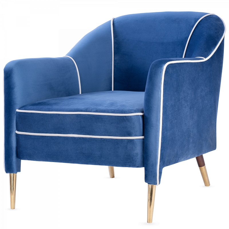 Кресло Gio Ponti Unique Armchair Латунь Синий Коричневый в Твери | Loft Concept 