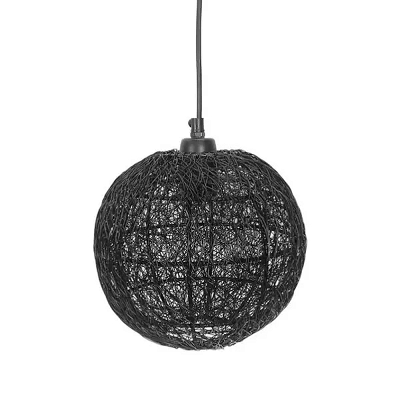 Подвесной светильник с плетеным металлическим абажуром в форме шара Wicker Iron Lamp Черный Подвесной светильник с плетеным металлическим абажуром в форме шара Wicker Iron Lamp Черный в Твери | Loft Concept