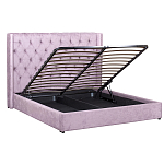 Кровать двуспальная фиолетовая с основанием из массива дерева с мягким изголовьем Velour Beds варинант исполнения - 2 | Loft Concept в Твери