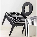 Дизайнерский стул с круглой деревянной спинкой Black and White Clover варинант исполнения - 6 | Loft Concept в Твери