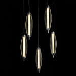 Люстра круглая каскадня с 5-ю плафонами из металлической сетки Mesh Lampshade Lighting варинант исполнения - 3 | Loft Concept в Твери